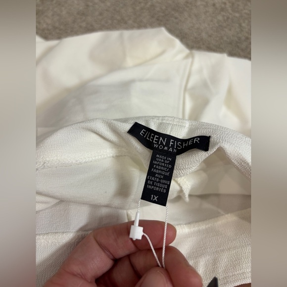 NWT Eileen Fisher Washable Stretch Crepe Pull On White Slim Ankle Pant 1X - Picture 2 of 8